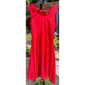 DONNA RICCO Red Round-Neck Sleeveless Fit & Flare Dress - Women's US 4